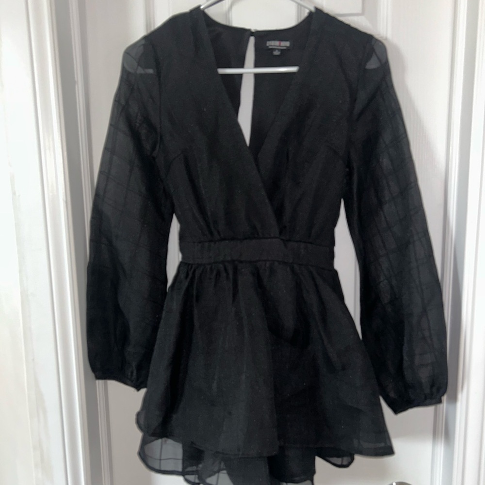 Black Sheer Long Sleeve Dress